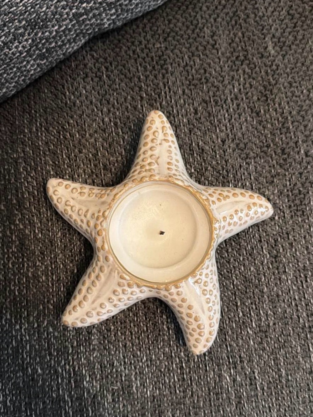 Ceramic Starfish Tealight Candle Holder in Cream